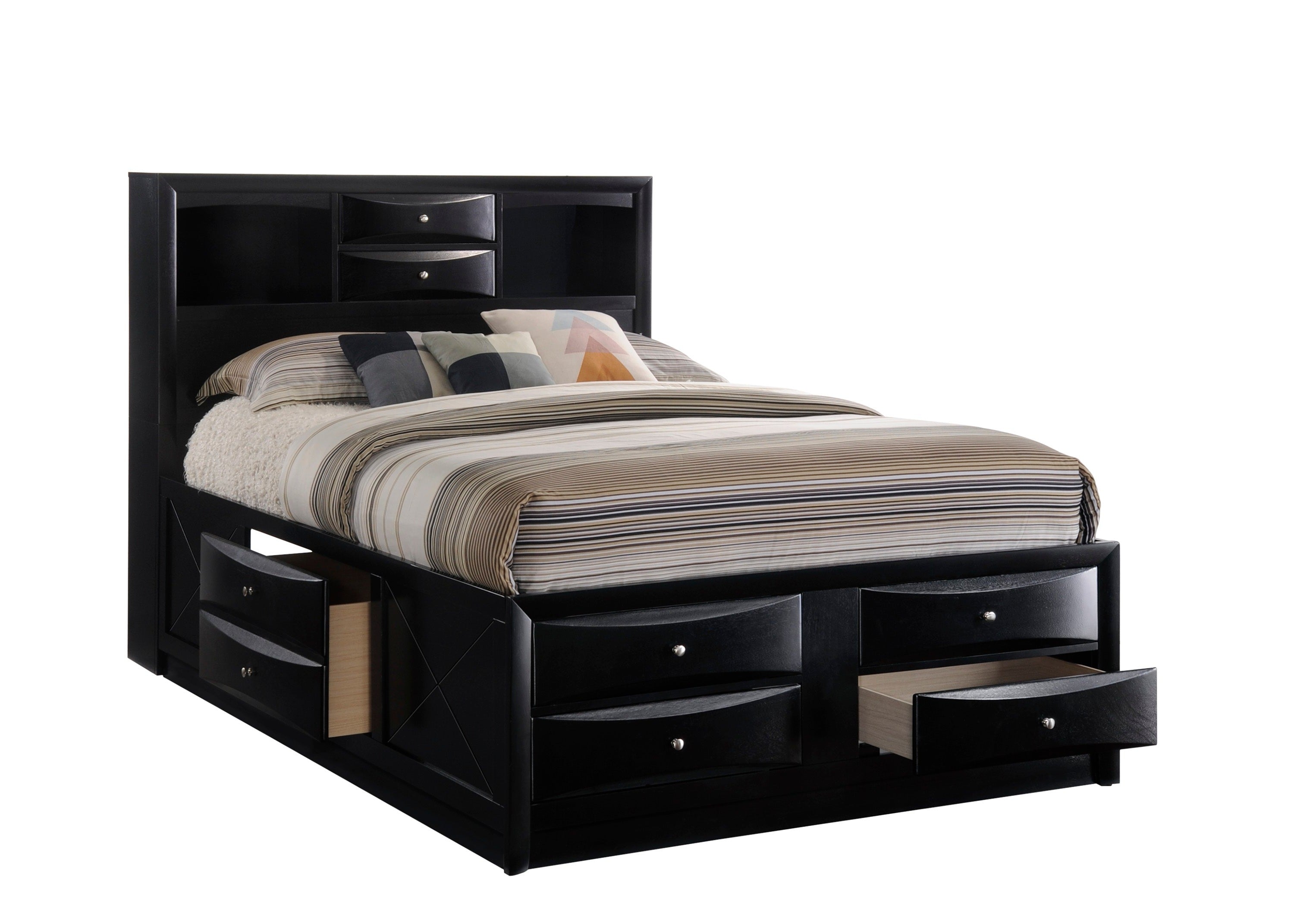 Emily Black Queen Storage Platform Bed - SET | B4285-Q-HBFB | B4285-Q-DRW-L | B4285-Q-DRW-R | B4285-Q-RAIL - Bien Home Furniture &amp; Electronics