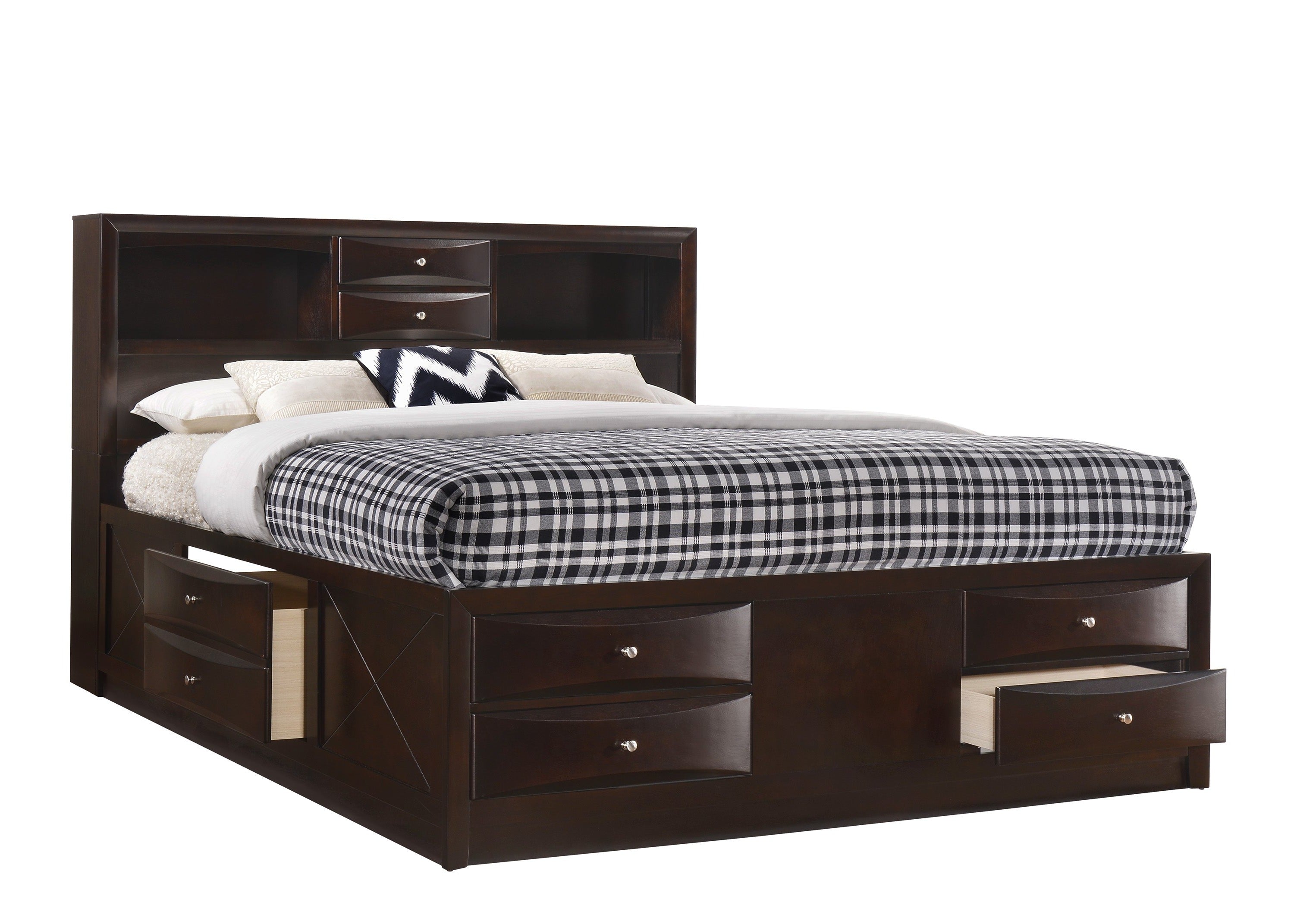Emily Dark Cherry King Storage Platform Bed - SET | B4265-K-HBFB | B4265-K-DRW-L | B4265-K-DRW-R | B4265-K-RAIL - Bien Home Furniture &amp; Electronics