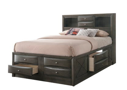 Emily Gray Storage Platform Bedroom Set - SET | B4275-Q-HBFB | B4275-Q-DRW-L | B4275-Q-DRW-R | B4275-Q-RAIL | B4270-2 | B4270-4 - Bien Home Furniture &amp; Electronics