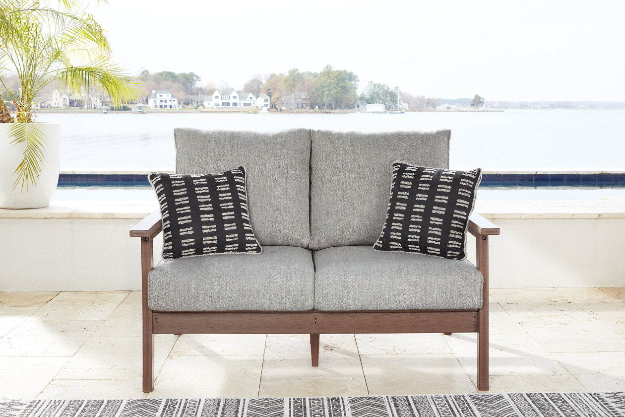Emmeline Brown/Beige Outdoor Loveseat with Cushion - P420-835 - Bien Home Furniture &amp; Electronics