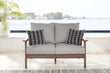 Emmeline Brown/Beige Outdoor Loveseat with Cushion - P420-835 - Bien Home Furniture & Electronics