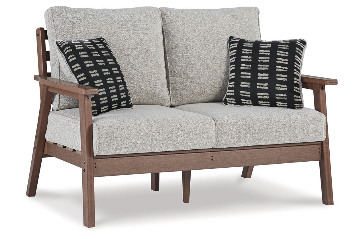 Emmeline Brown/Beige Outdoor Loveseat with Cushion - P420-835 - Bien Home Furniture &amp; Electronics