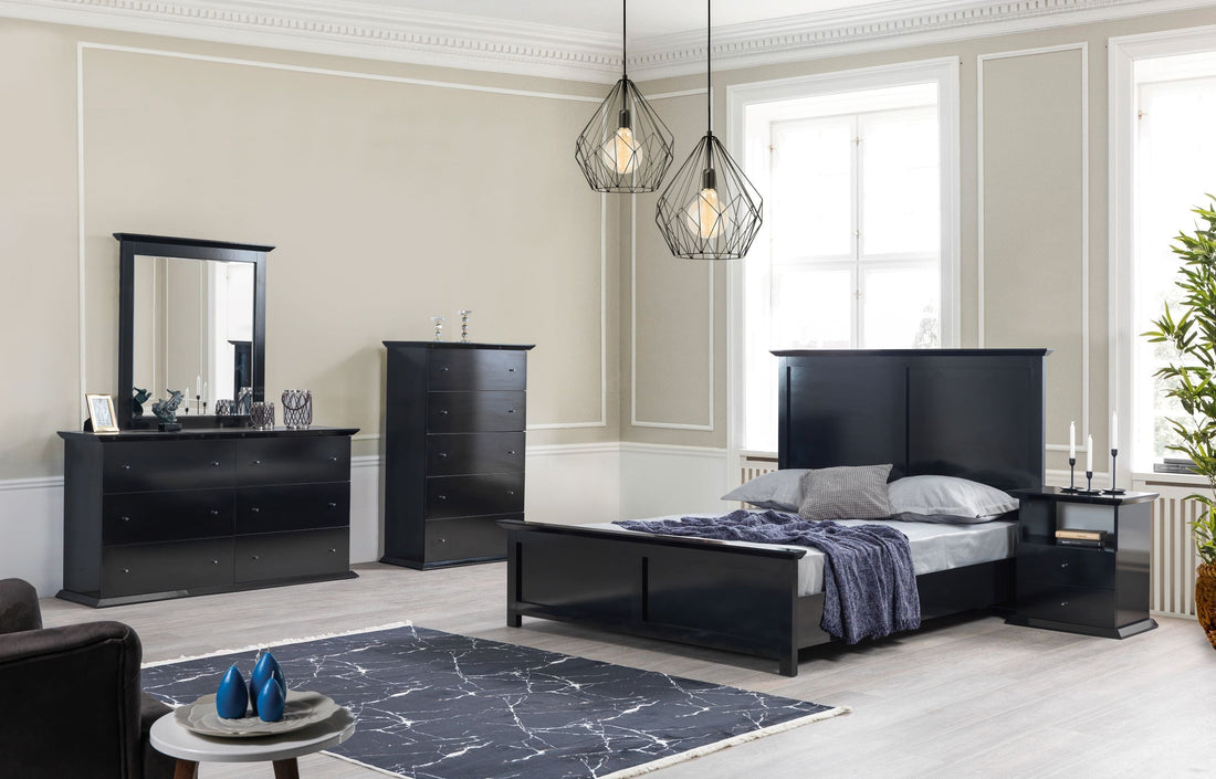 Erika Black 4-Piece Queen Bedroom Set - ERIKABEDROOM-4PCQ - Bien Home Furniture &amp; Electronics