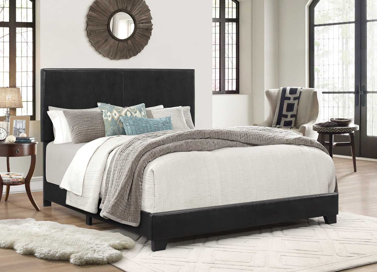 Erin Black PU Leather Full Upholstered Bed - 5271PU-F - Bien Home Furniture &amp; Electronics