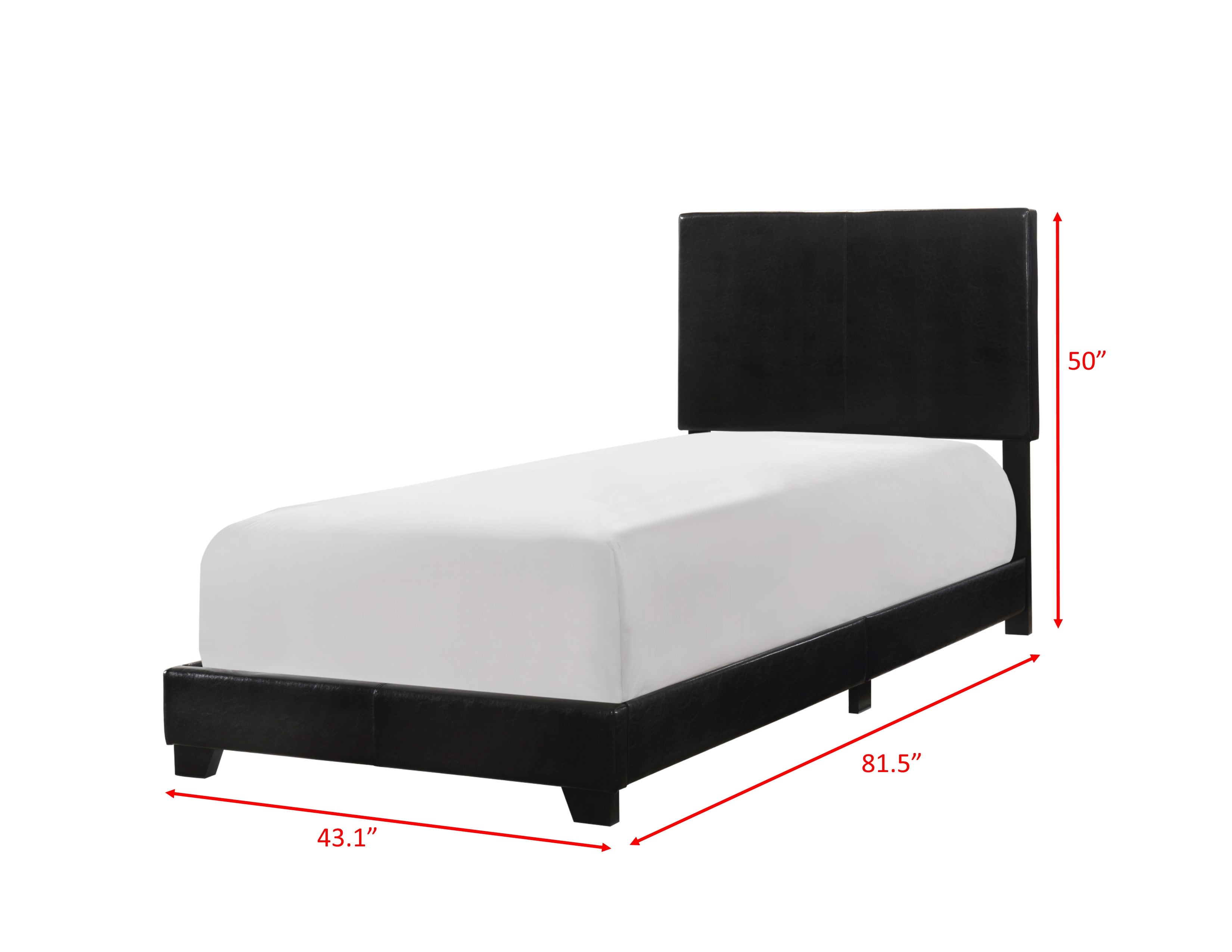 Erin Black PU Leather Twin Upholstered Bed - 5271PU-T - Bien Home Furniture &amp; Electronics
