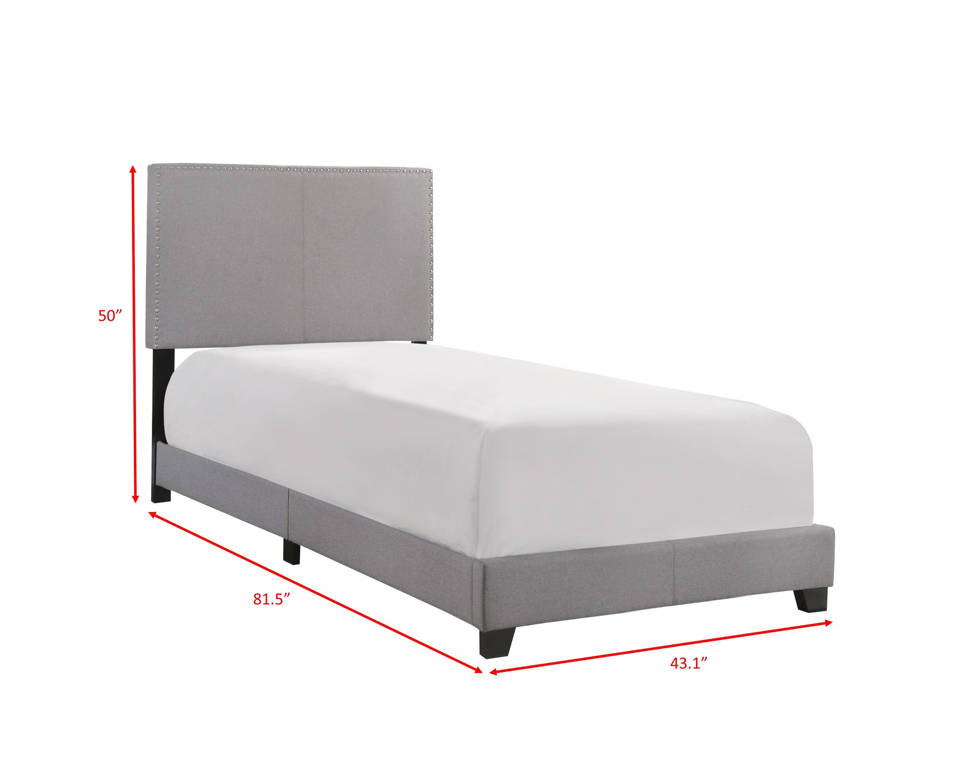 Erin Gray Twin Upholstered Bed - 5271GY-T-NH - Bien Home Furniture &amp; Electronics