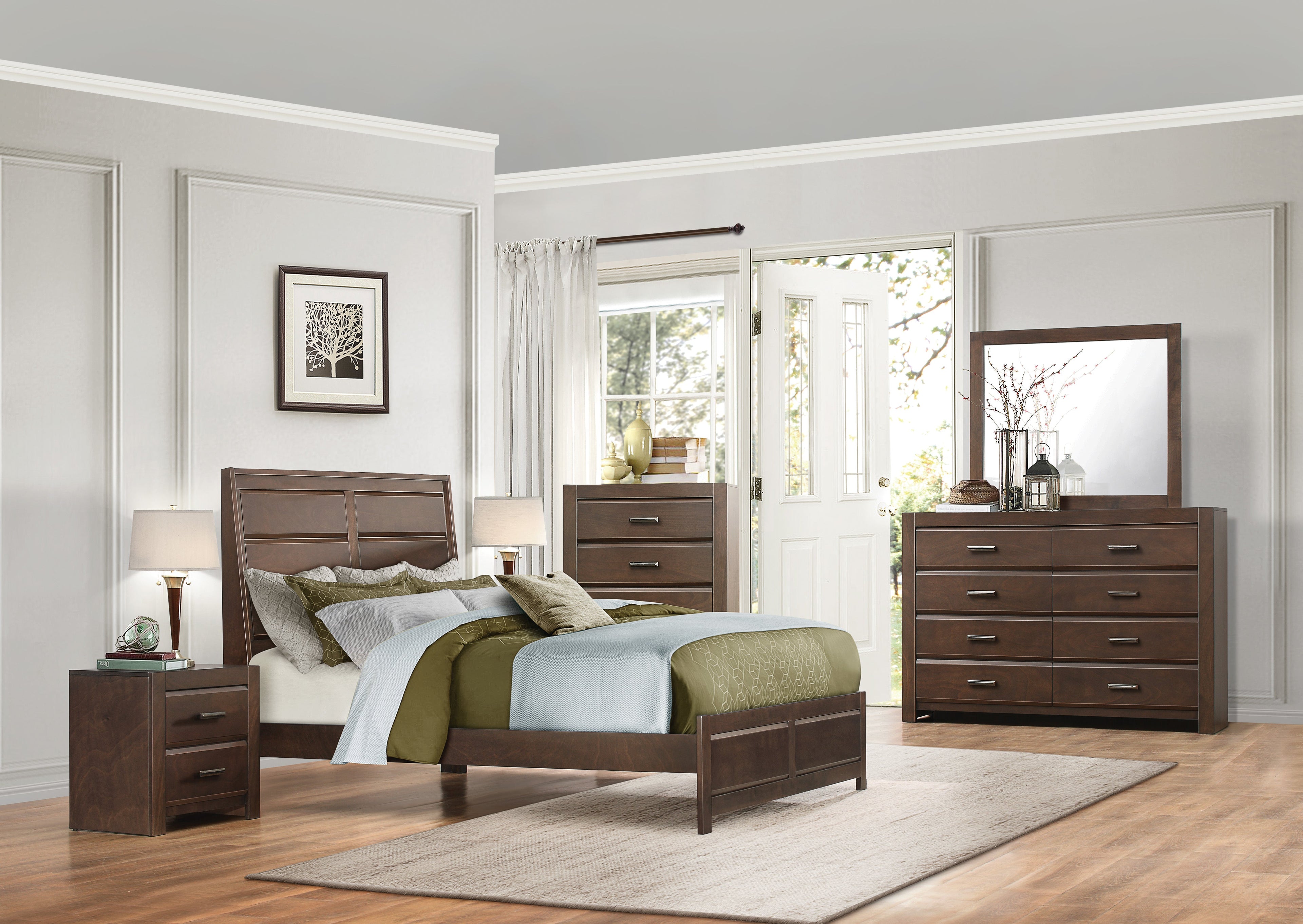 Erwan Espresso Queen Panel Bed - 1961-1* - Bien Home Furniture &amp; Electronics