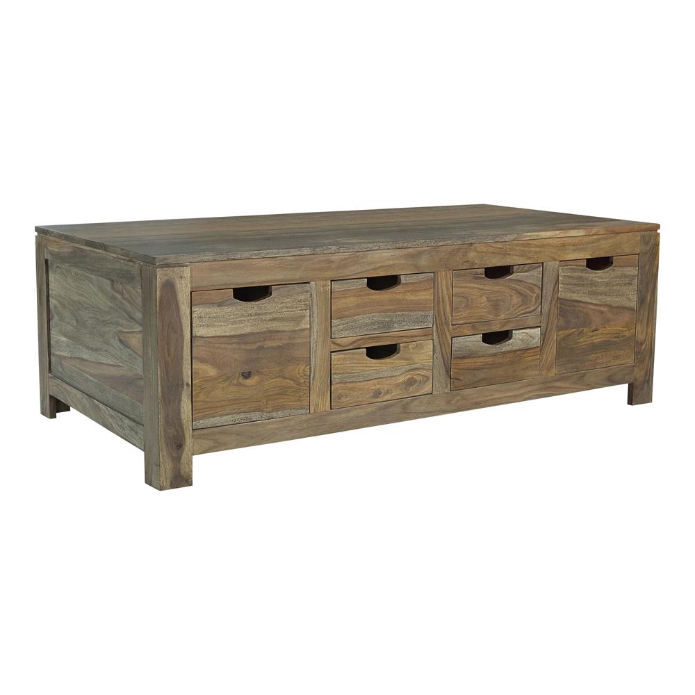 Esther Natural Sheesham 6-Drawer Storage Coffee Table - 723888 - Bien Home Furniture &amp; Electronics