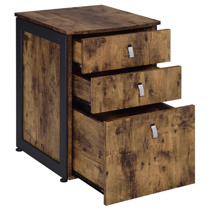 Estrella 3-Drawer File Cabinet Antique Nutmeg/Gunmetal - 800656 - Bien Home Furniture &amp; Electronics