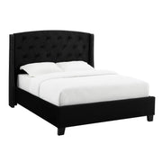 Eva Black Velvet Queen Upholstered Bed - SET | 5111BK-Q-HBFB | 5111BK-KQ-RAIL - Bien Home Furniture & Electronics