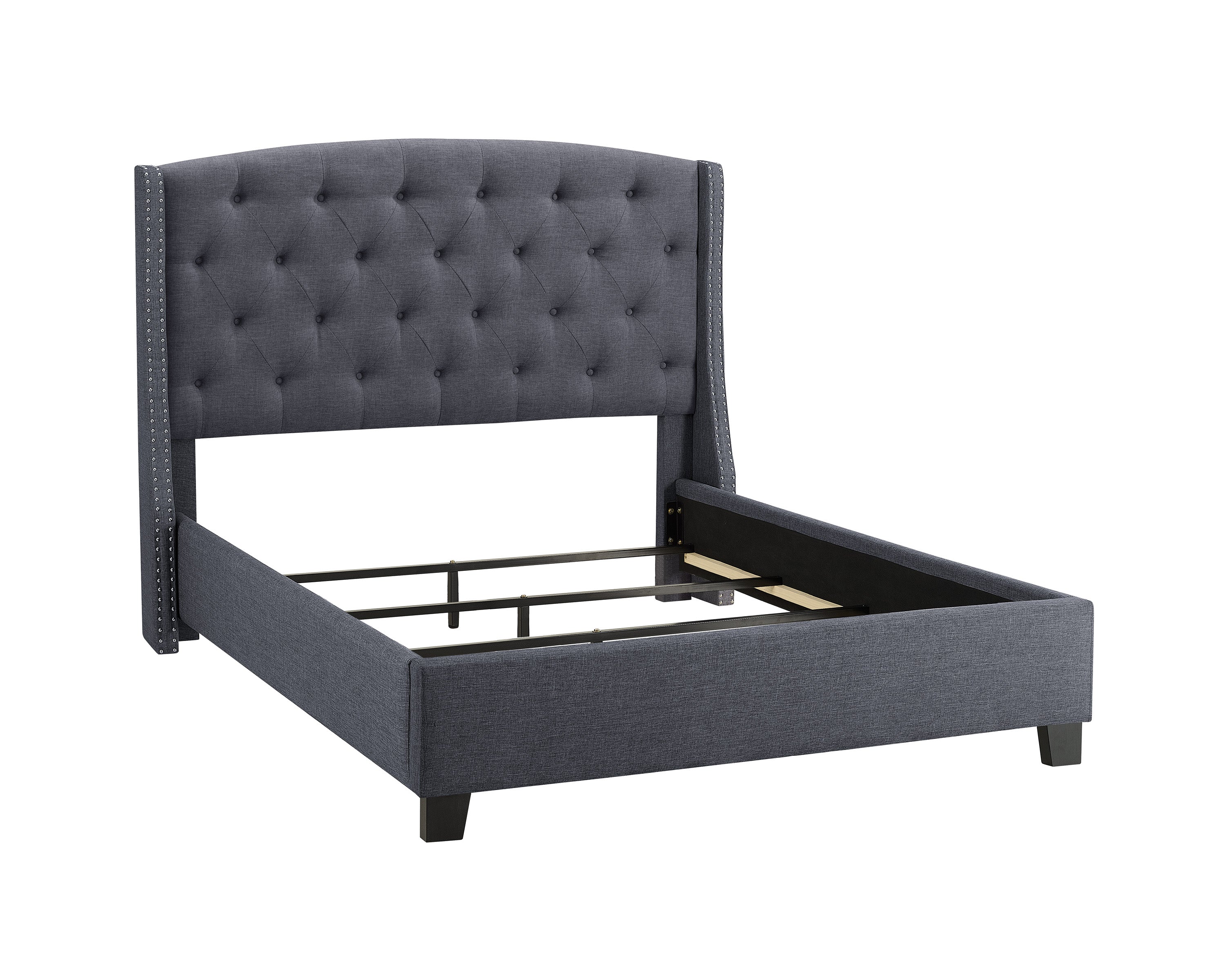 Eva Gray Queen Upholstered Bed - SET | 5111GY-Q-HBFB | 5111GY-KQ-RAIL - Bien Home Furniture &amp; Electronics