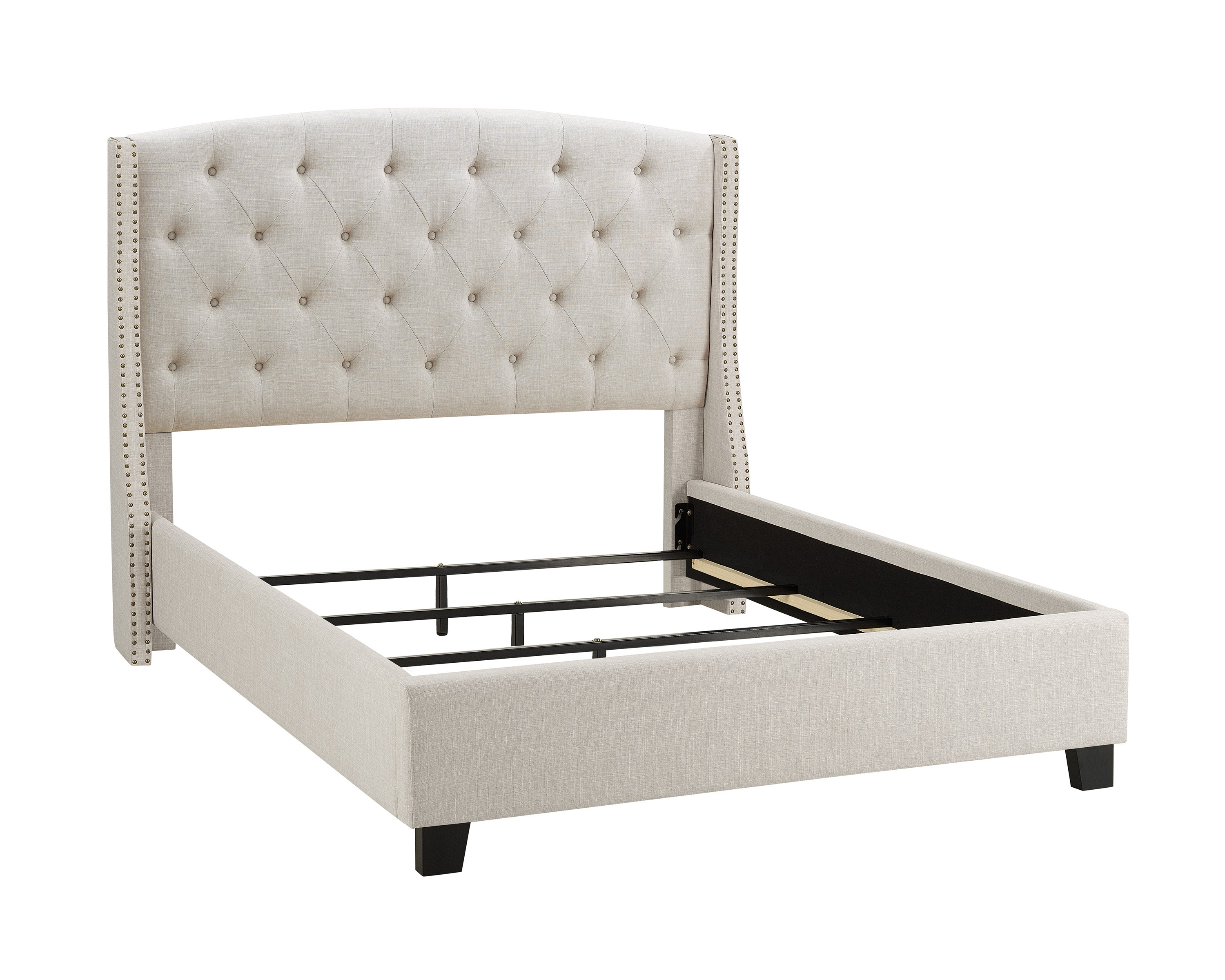 Eva Ivory Queen Upholstered Bed - SET | 5111IV-Q-HBFB | 5111IV-KQ-RAIL - Bien Home Furniture &amp; Electronics