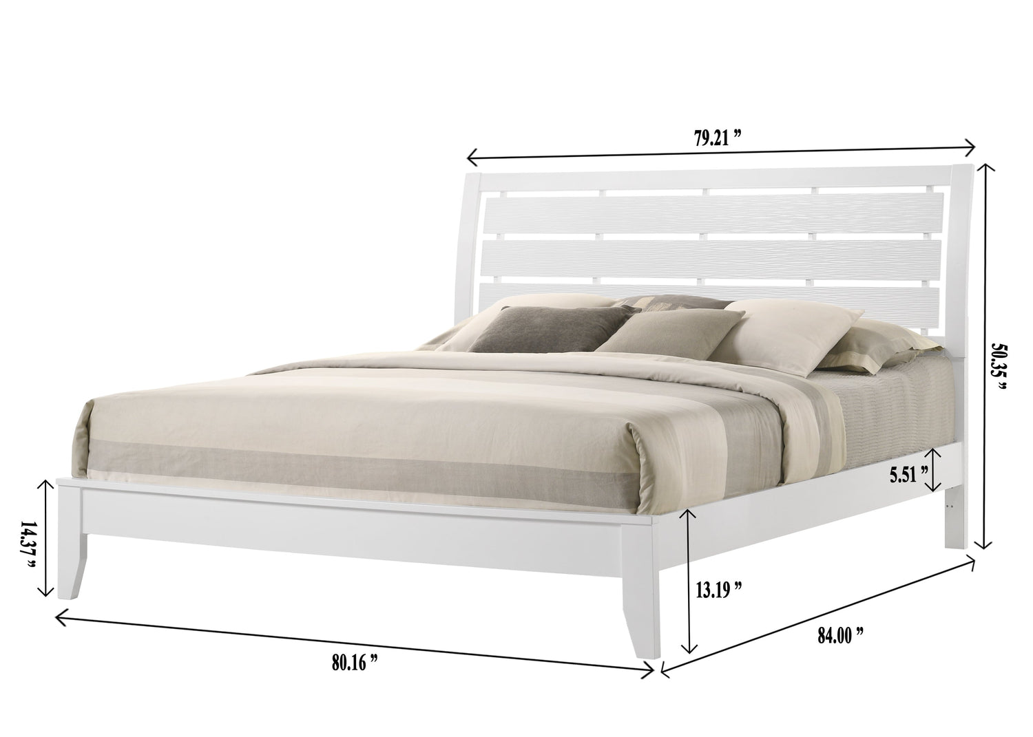 Evan White King Panel Bed - SET | B4710-K-HBFB | B4710-K-RAIL | - Bien Home Furniture &amp; Electronics