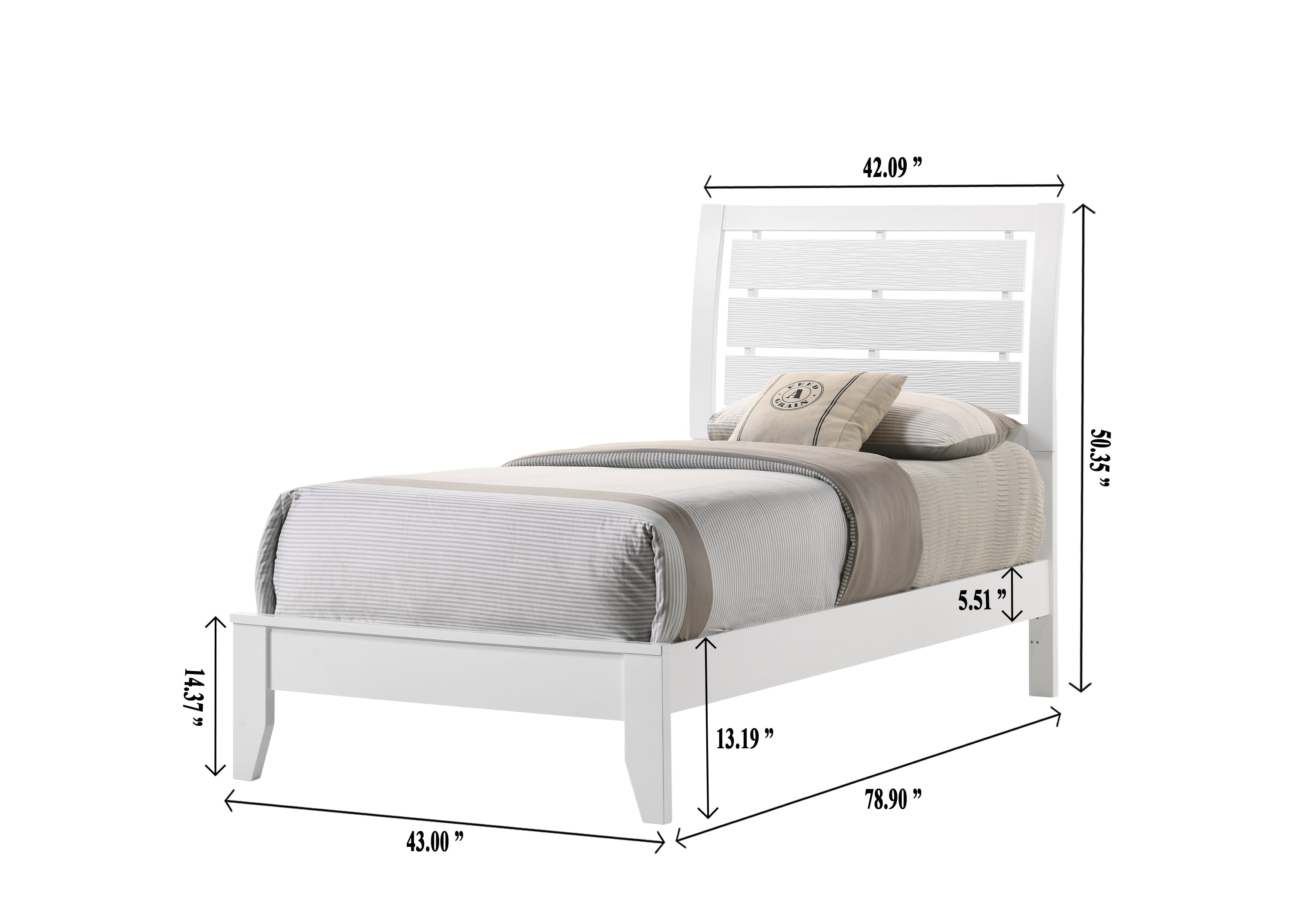 Evan White Twin Panel Bed - SET | B4710-T-HBFB | B4710-T-RAIL | - Bien Home Furniture &amp; Electronics