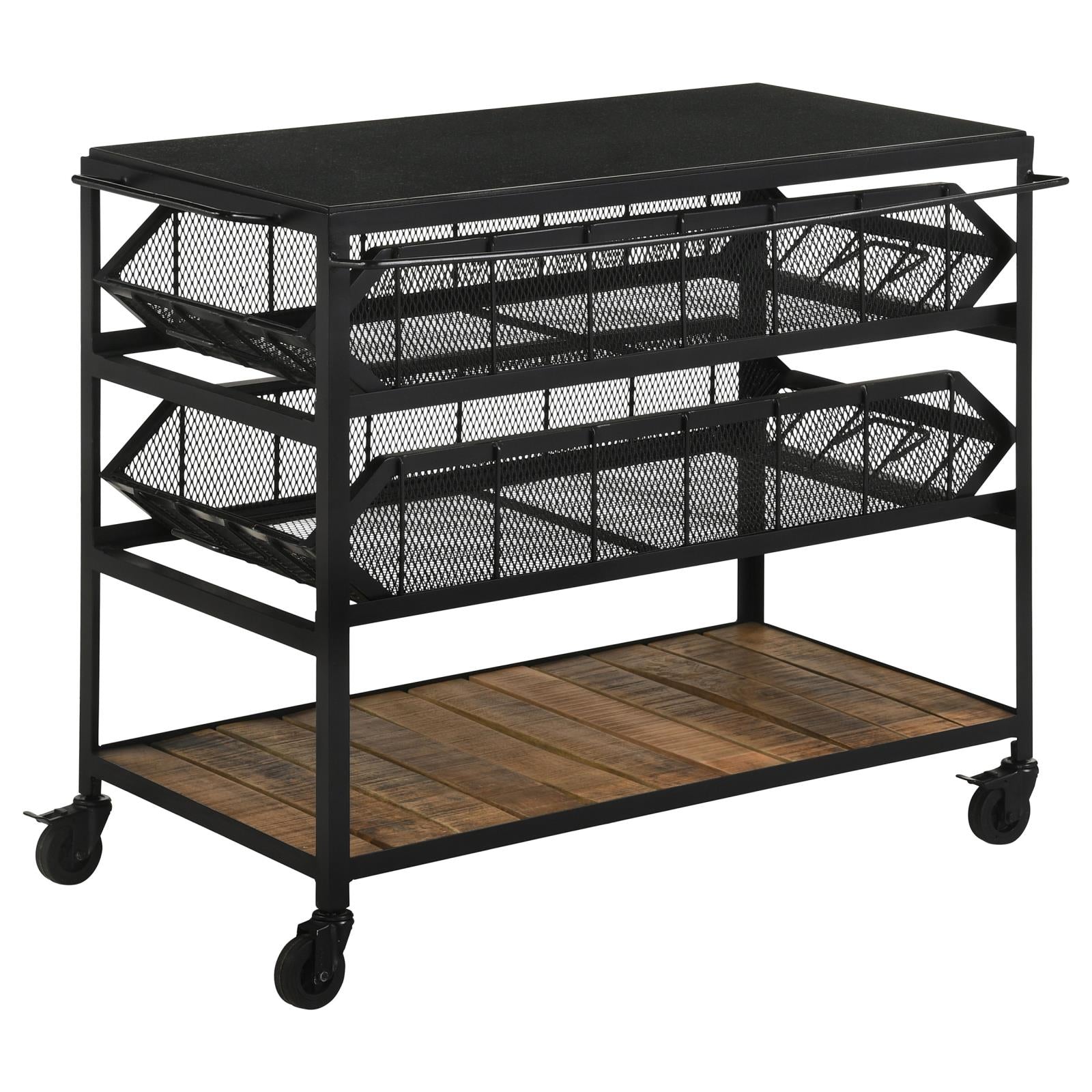 Evander Natural/Black Accent Storage Cart with Casters - 953504 - Bien Home Furniture &amp; Electronics