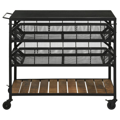 Evander Natural/Black Accent Storage Cart with Casters - 953504 - Bien Home Furniture &amp; Electronics