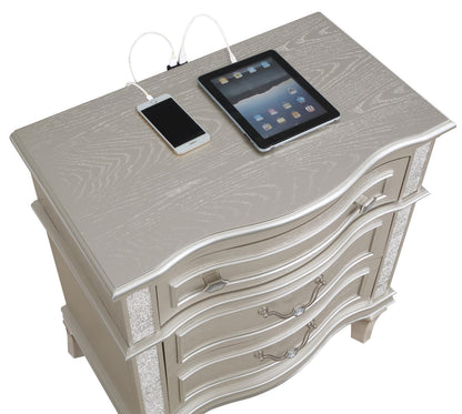 Evangeline 3-Drawer Nightstand Silver Oak - 223392 - Bien Home Furniture &amp; Electronics