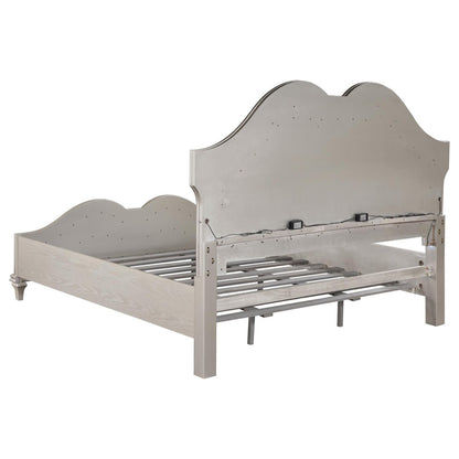 Evangeline 5-Piece Upholstered Platform Eastern King Bedroom Set Ivory/Silver Oak - 223391KE-S5 - Bien Home Furniture &amp; Electronics