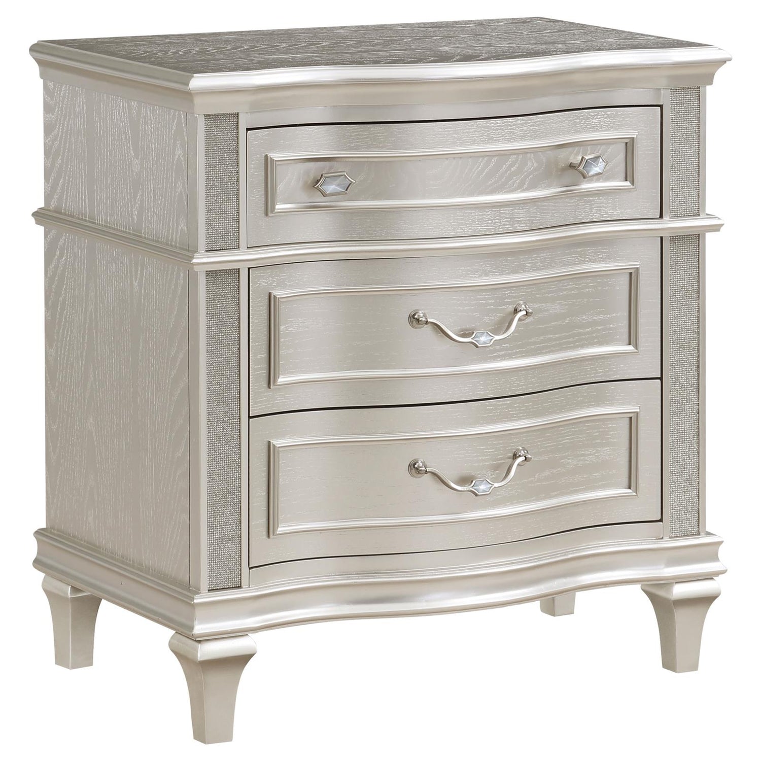 Evangeline 5-Piece Upholstered Platform Queen Bedroom Set Ivory/Silver Oak - 223391Q-S5 - Bien Home Furniture &amp; Electronics