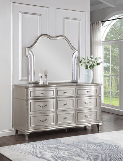 Evangeline 9-drawer Dresser with Mirror Silver Oak - 223393M - Bien Home Furniture &amp; Electronics