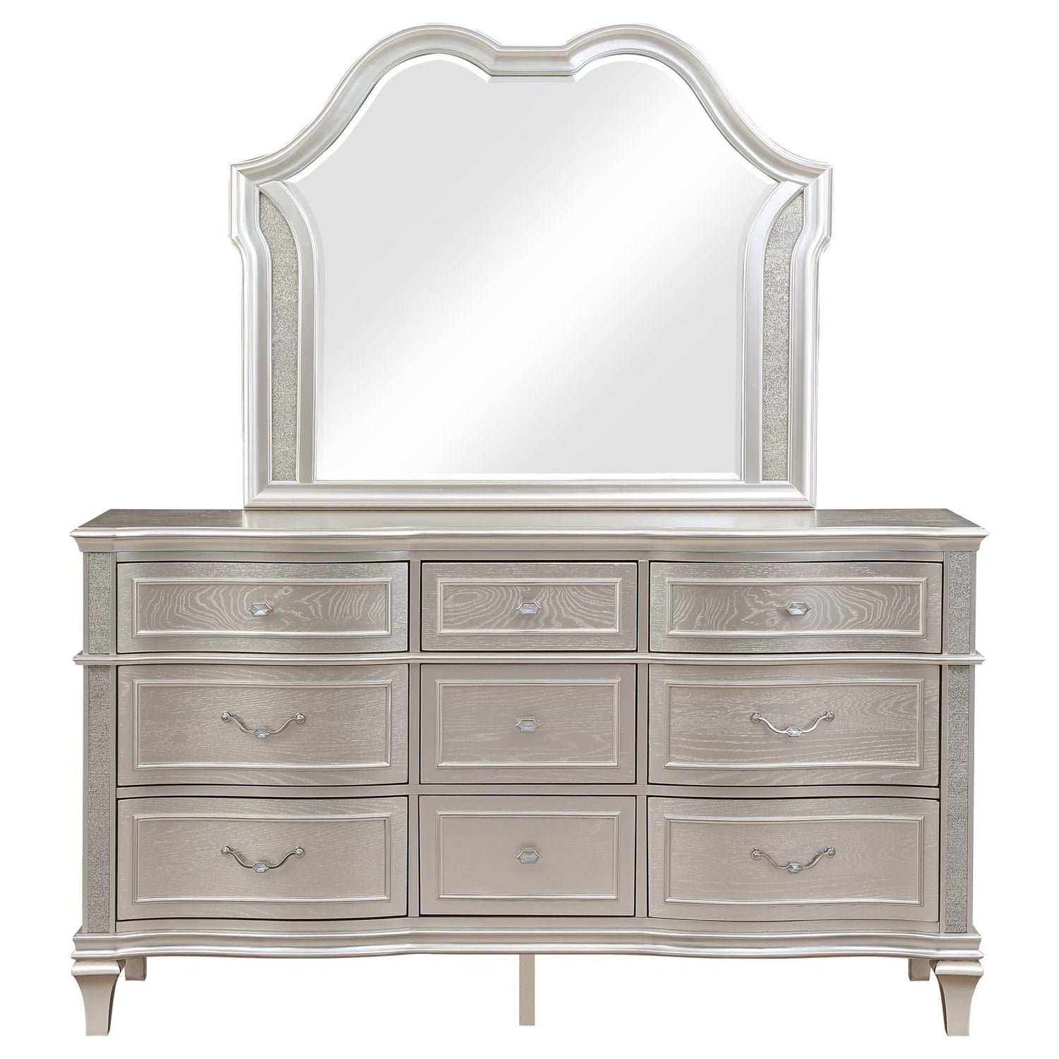 Evangeline 9-drawer Dresser with Mirror Silver Oak - 223393M - Bien Home Furniture &amp; Electronics