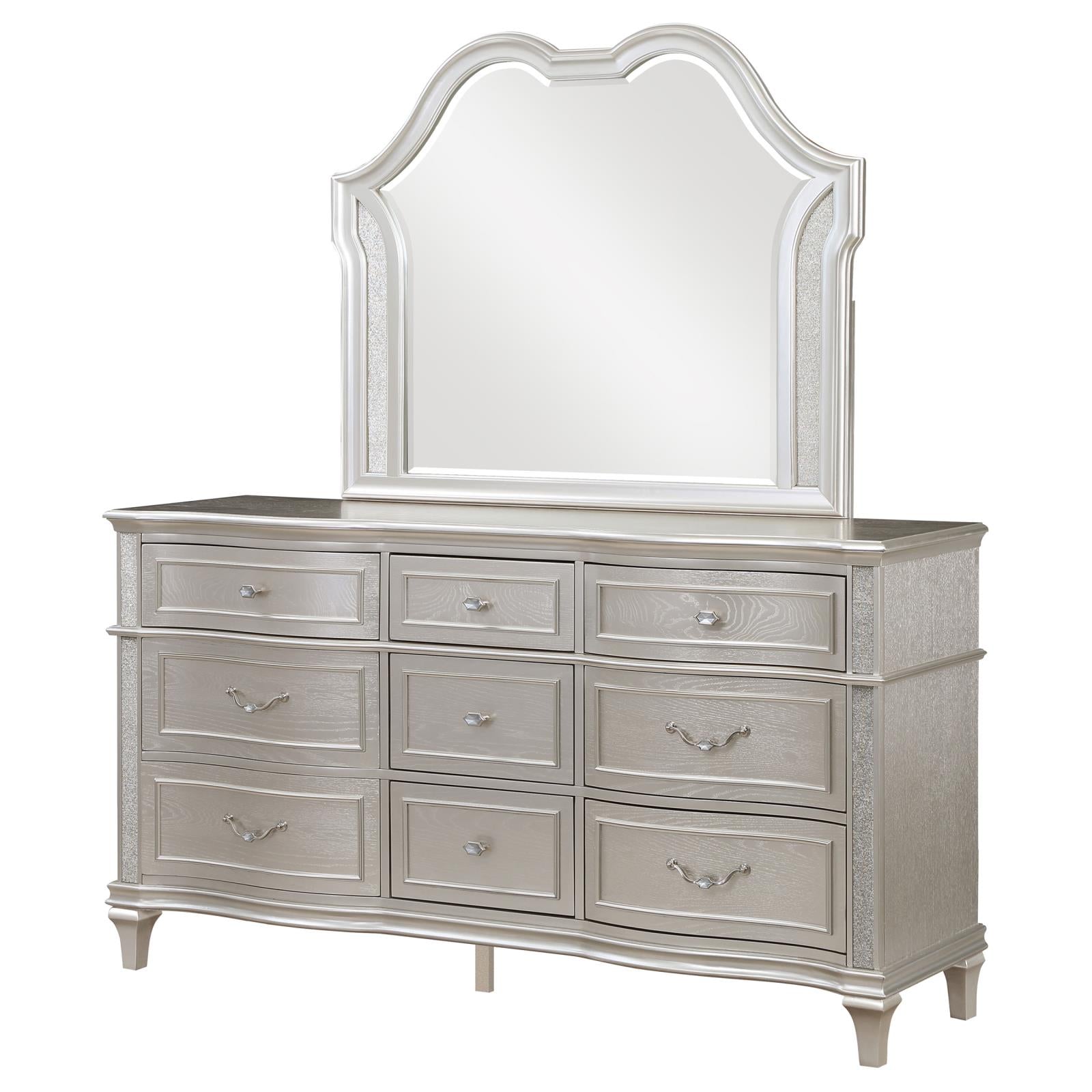 Evangeline 9-drawer Dresser with Mirror Silver Oak - 223393M - Bien Home Furniture &amp; Electronics
