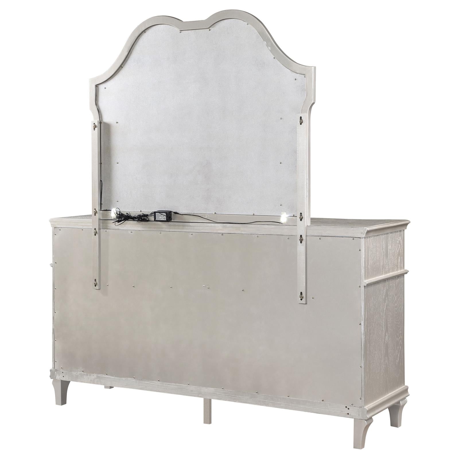 Evangeline 9-drawer Dresser with Mirror Silver Oak - 223393M - Bien Home Furniture &amp; Electronics