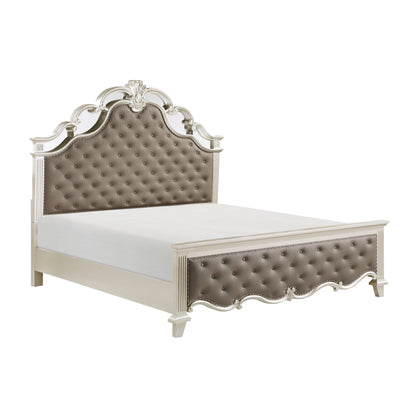 Ever Champagne Mirrored Upholstered Panel Bedroom Set - SET | 1429K-1 | 1429K-2 | 1429-3 | 1429-5 | 1429-6 - Bien Home Furniture &amp; Electronics