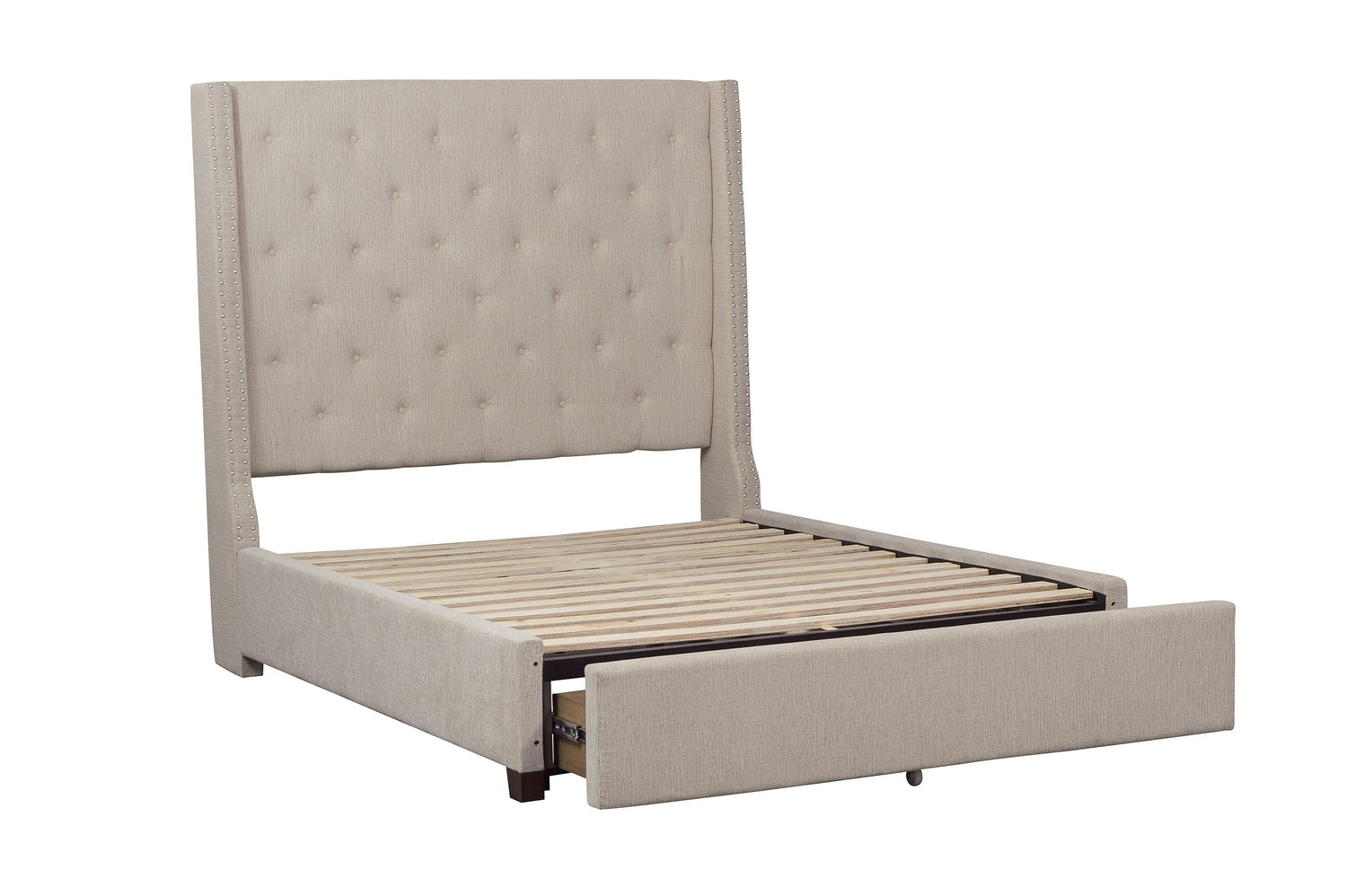 Fairborn Beige Full Upholstered Storage Platform Bed - SET | 5877FBE-1 | 5877FBE-3 | 5877F-2DW - Bien Home Furniture &amp; Electronics