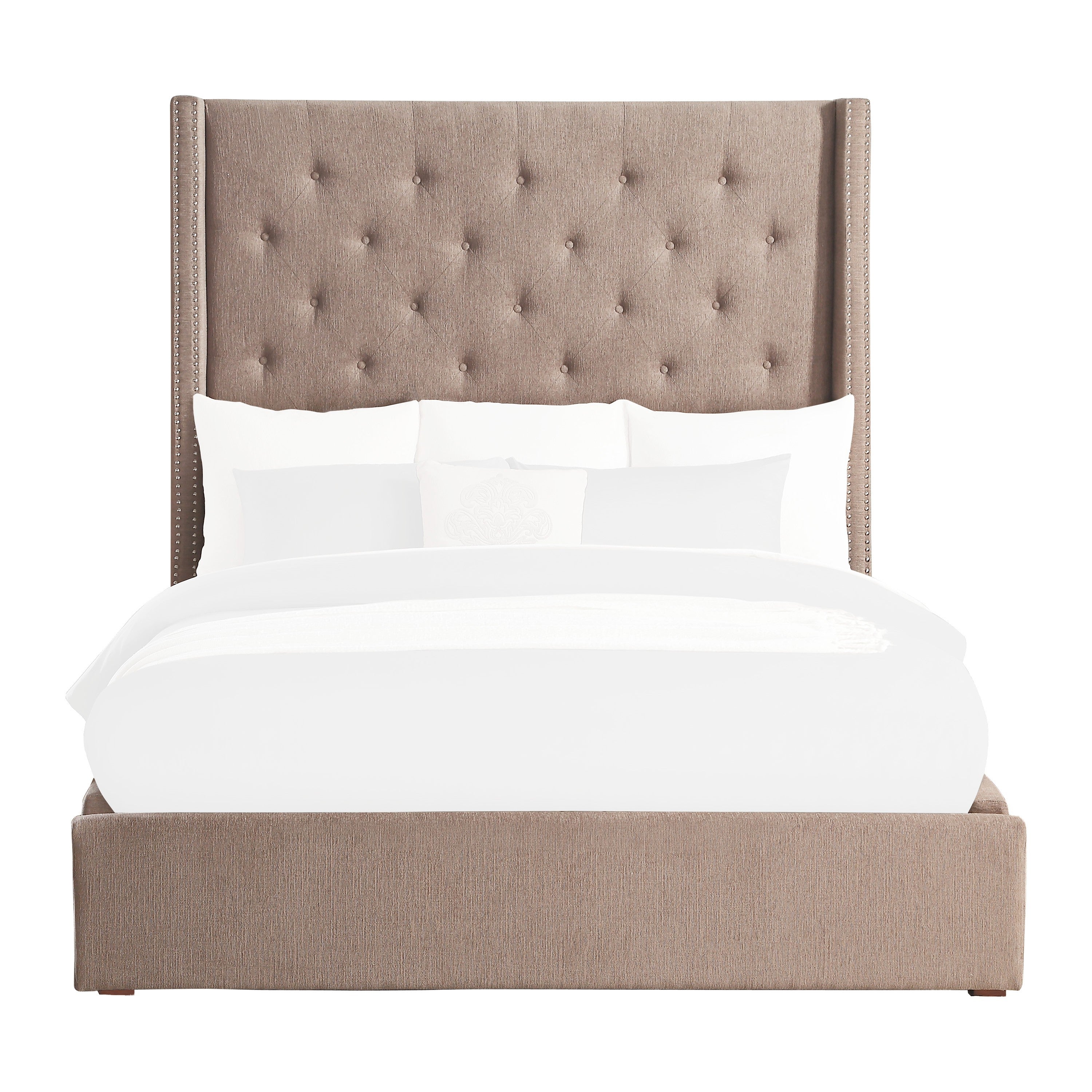 Fairborn Brown Queen Upholstered Platform Bed - SET | 5877BR-1 | 5877BR-3 - Bien Home Furniture &amp; Electronics