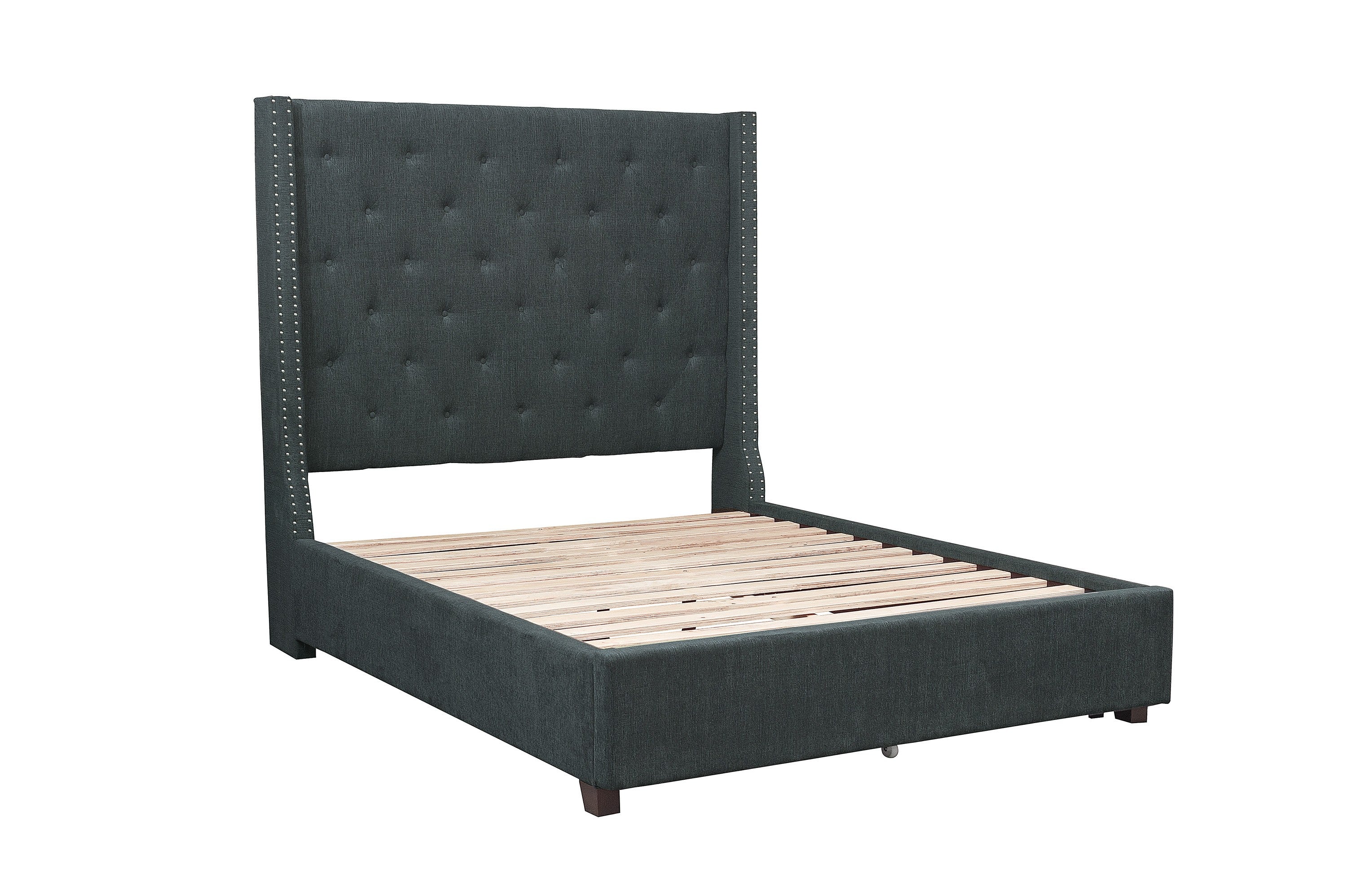 Fairborn Gray King Upholstered Storage Platform Bed - SET | 5877KGY-1 | 5877KGY-3EK | 5877K-2DW - Bien Home Furniture &amp; Electronics