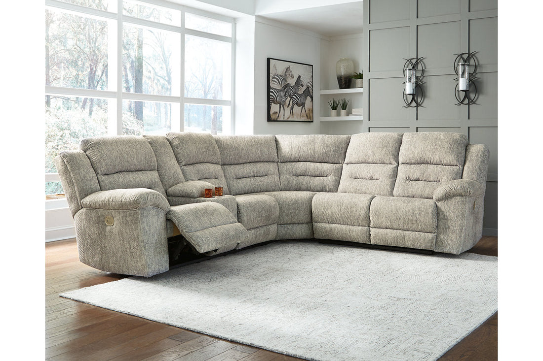 Family Den Pewter 3-Piece Power Reclining Sectional - SET | 5180201 | 5180275 | 5180277 - Bien Home Furniture &amp; Electronics