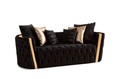 Fanci Black Velvet Living Room Set - FANCIBLACK-SL - Bien Home Furniture &amp; Electronics