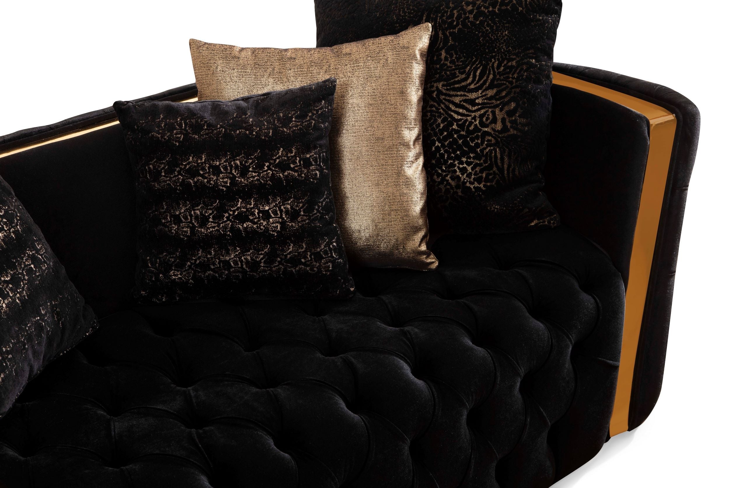 Fanci Black Velvet Living Room Set - FANCIBLACK-SL - Bien Home Furniture &amp; Electronics