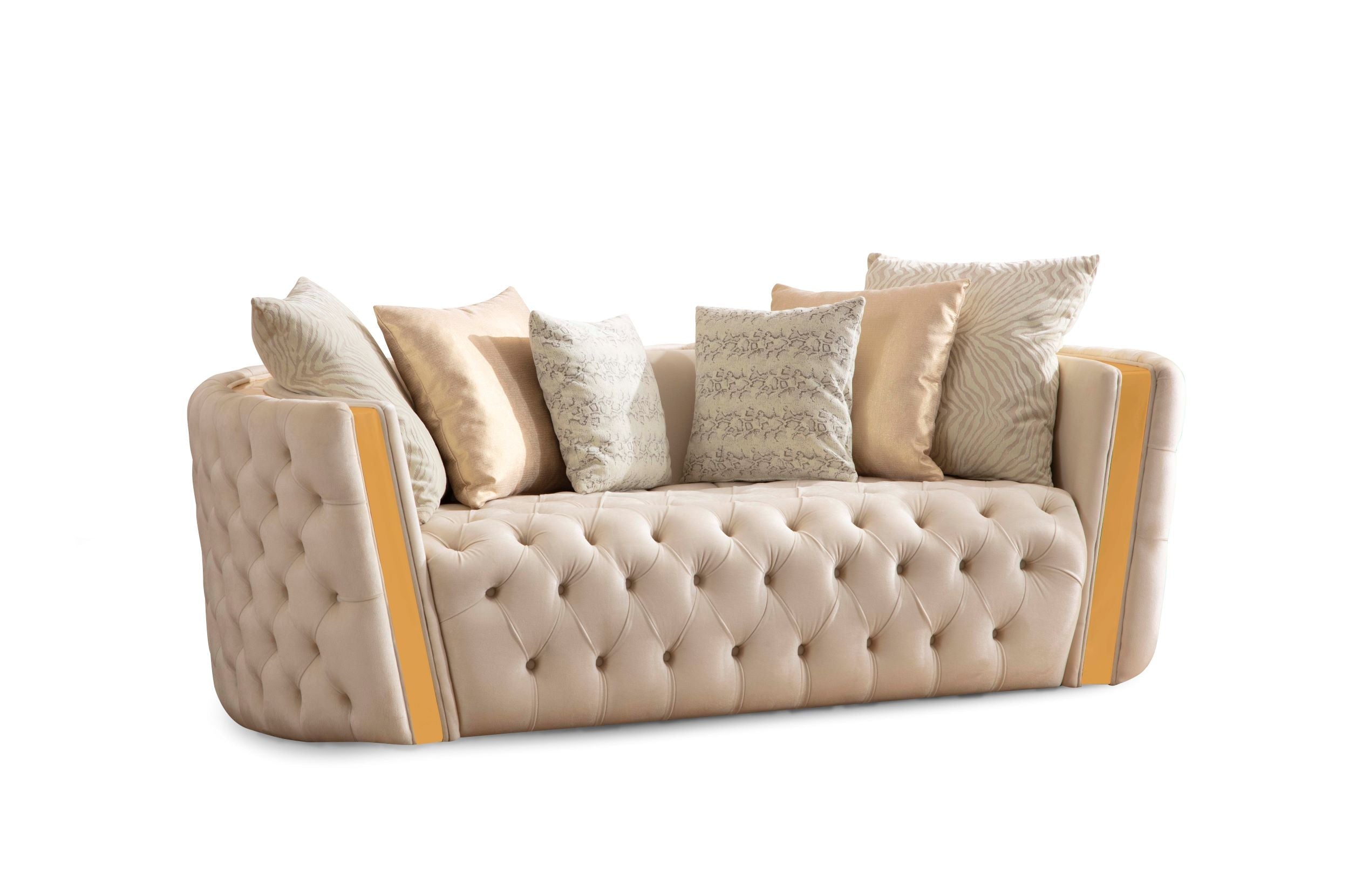 Fanci Ivory Velvet Living Room Set - FANCIIVORY-SL - Bien Home Furniture &amp; Electronics