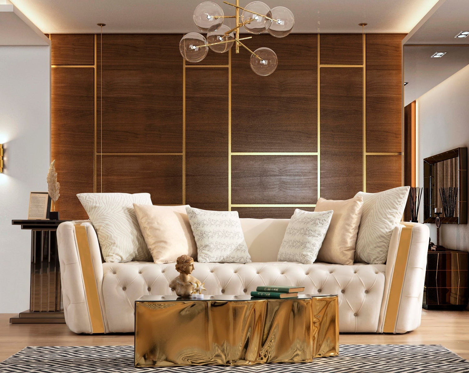 Fanci Ivory Velvet Living Room Set - FANCIIVORY-SL - Bien Home Furniture &amp; Electronics