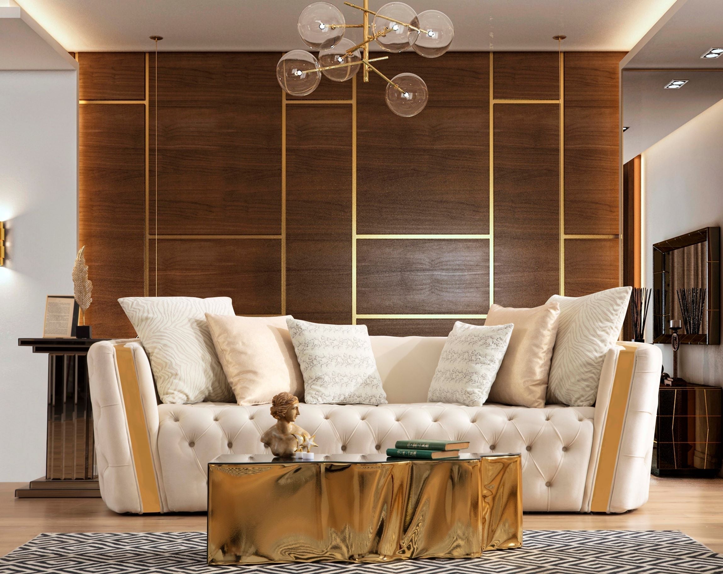 Fanci Ivory Velvet Living Room Set - FANCIIVORY-SL - Bien Home Furniture &amp; Electronics