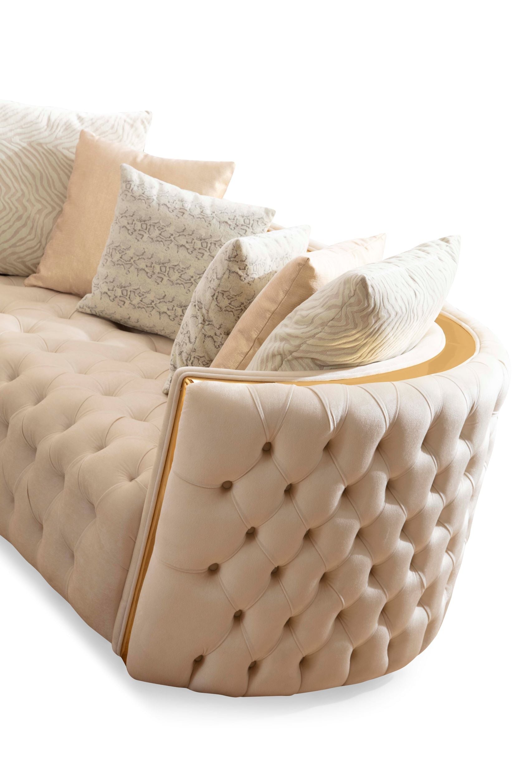 Fanci Ivory Velvet Living Room Set - FANCIIVORY-SL - Bien Home Furniture &amp; Electronics