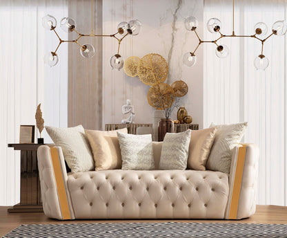 Fanci Ivory Velvet Living Room Set - FANCIIVORY-SL - Bien Home Furniture &amp; Electronics