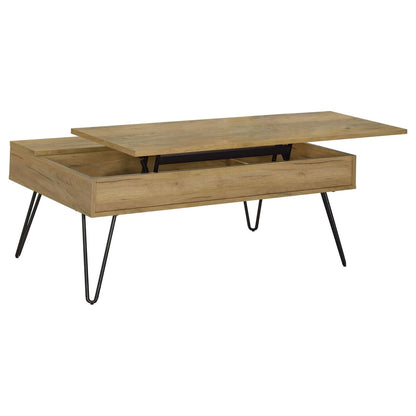 Fanning Golden Oak/Black Lift Top Storage Coffee Table - 723368 - Bien Home Furniture &amp; Electronics