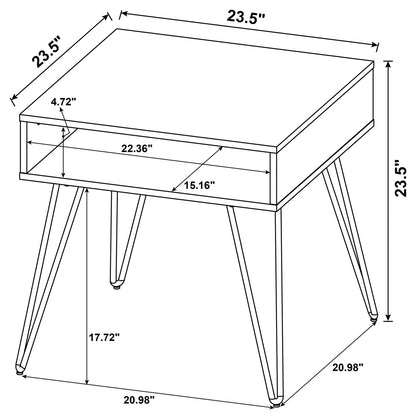 Fanning Square End Table with Open Compartment Golden Oak/Black - 723367 - Bien Home Furniture &amp; Electronics