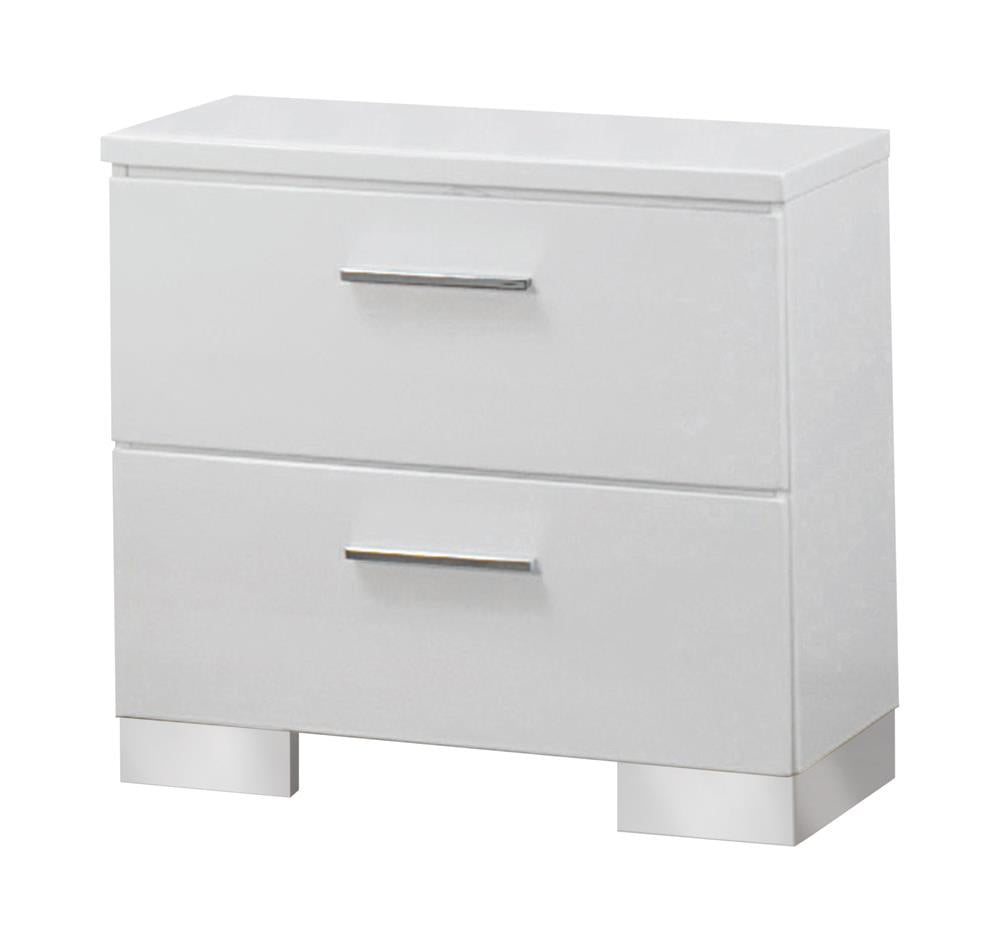 Felicity 2-Drawer Nightstand Glossy White - 203502 - Bien Home Furniture &amp; Electronics