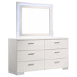 Felicity 6-drawer Dresser with LED Mirror Glossy White - 203503ML - Bien Home Furniture & Electronics