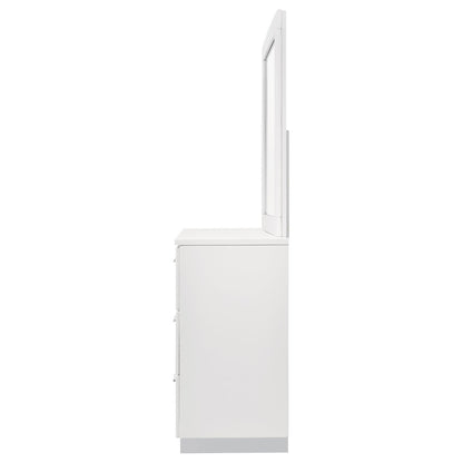 Felicity 6-drawer Dresser with Mirror Glossy White - 203503M - Bien Home Furniture &amp; Electronics