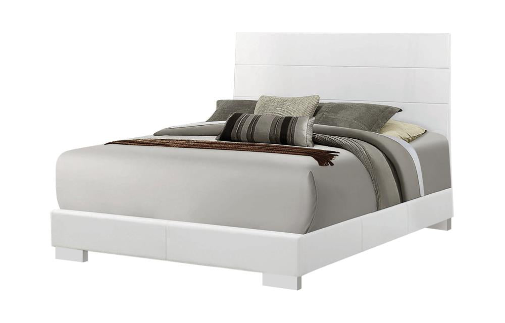 Felicity California King Panel Bed Glossy White - 203501KW - Bien Home Furniture &amp; Electronics