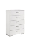 Felicity Glossy White 5-Drawer Chest - 203505 - Bien Home Furniture & Electronics