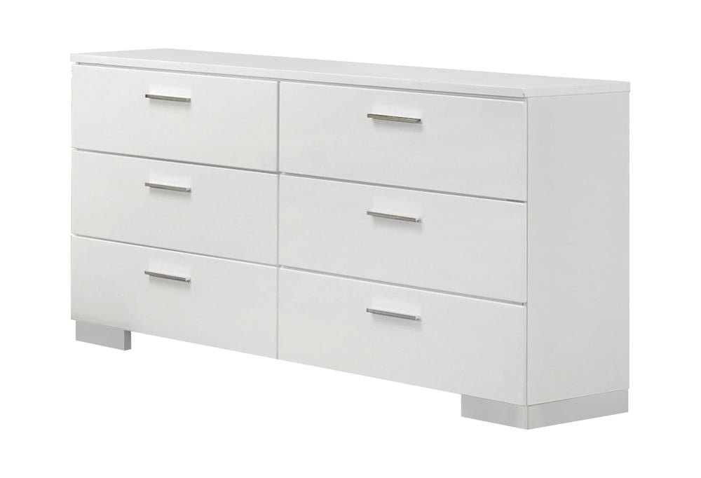 Felicity Glossy White 6-Drawer Dresser - 203503 - Bien Home Furniture &amp; Electronics