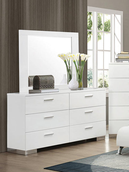 Felicity Glossy White 6-Drawer Dresser - 203503 - Bien Home Furniture &amp; Electronics