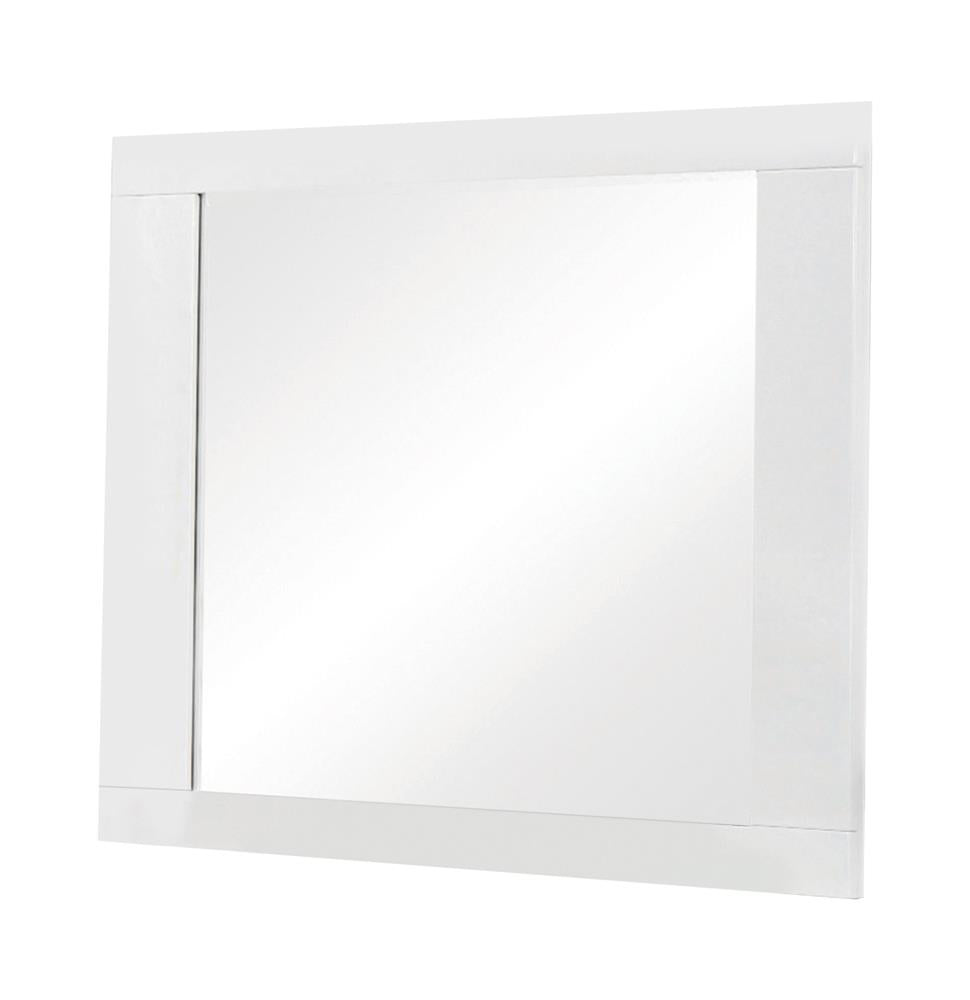 Felicity Glossy White Rectangle Dresser Mirror - 203504 - Bien Home Furniture &amp; Electronics