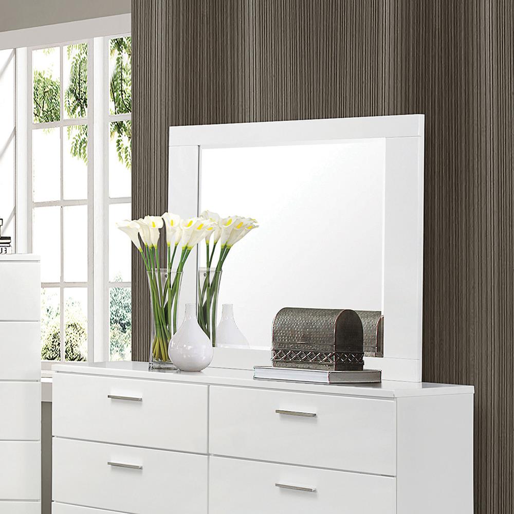 Felicity Glossy White Rectangle Dresser Mirror - 203504 - Bien Home Furniture &amp; Electronics